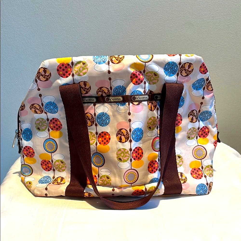 LeSportsac Le Sport Sac circle round print top handle medium nylon tote bag